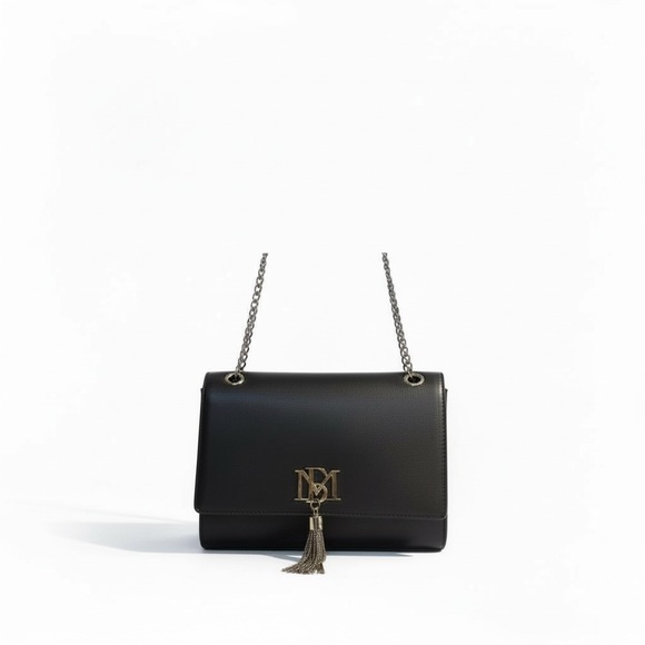 ✨ NWT Badgley Mischka Vegan Leather Chain Shoulder Bag – Black & Gunmetal Glam ✨ - Picture 4 of 6
